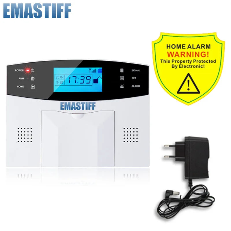 NEW Built-in antenna Door Gap Sensor PIR Motion Detector Wireless LCD GSM SIM card House security Alarm system Smoke Flash Siren