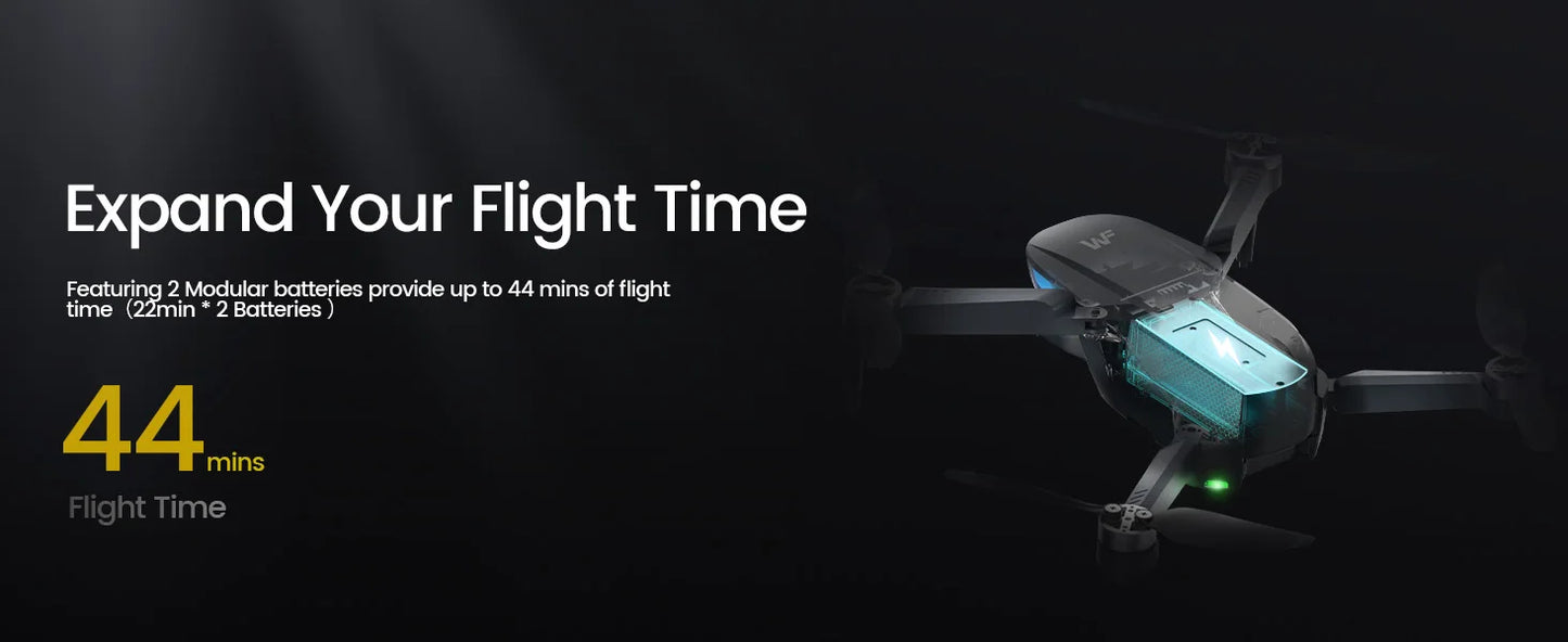 WeFone WF40 4K 2-Axis Gimbal GPS Drone, 5G, Auto Return, Brushless, 44min Flight, 2 Bats,C0.