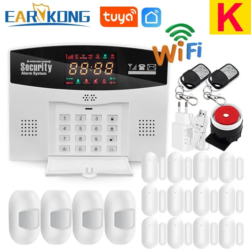 Tuya WiFi GSM Alarm System 433MHz Home Burglar Security Alarm Tuyasmart / Smart Life APP Compatible With Alexa Google