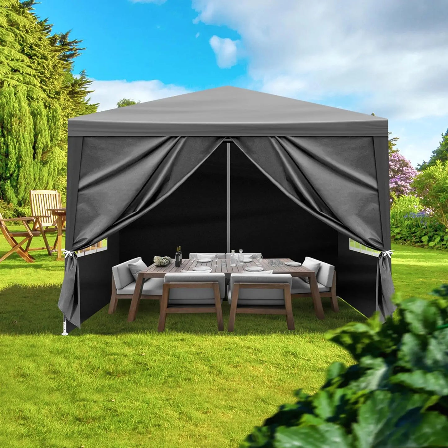 10x10 Waterproof Gazebo Canopy Tent for Outdoor Parties, Weddings & BBQ - Black Patio Shelter