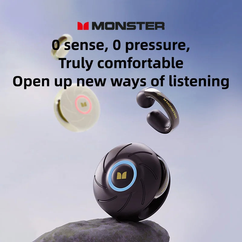 Monster MQT46 TWS Bluetooth Earclip Stereo Sports Music Headphones With High Fidelity Sound Quality And High Definition Call Wit