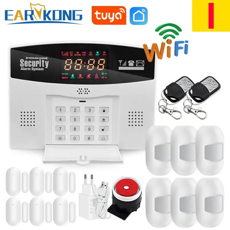 Tuya WiFi GSM Alarm System 433MHz Home Burglar Security Alarm Tuyasmart / Smart Life APP Compatible With Alexa Google