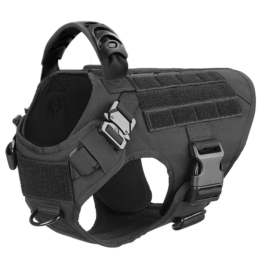 Large Dog Collar Military Dog Harness Leash Molle Pouches Pet Training Vest Tactical Harnesses Dogs Accessories