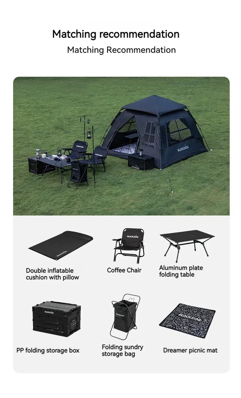 Outdoor Blackout Camping Tent Portable Rainproof Thickened Automatic Pop-Up Shelter for 3-4 People Perfect for Hiking Picnic