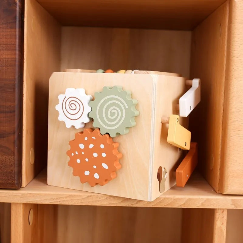 5-in-1 Wooden Activity Cube Game Center Bead Maze Leaf Shape Classifier Learning Montessori Toys 1-3 Early Childhood Education