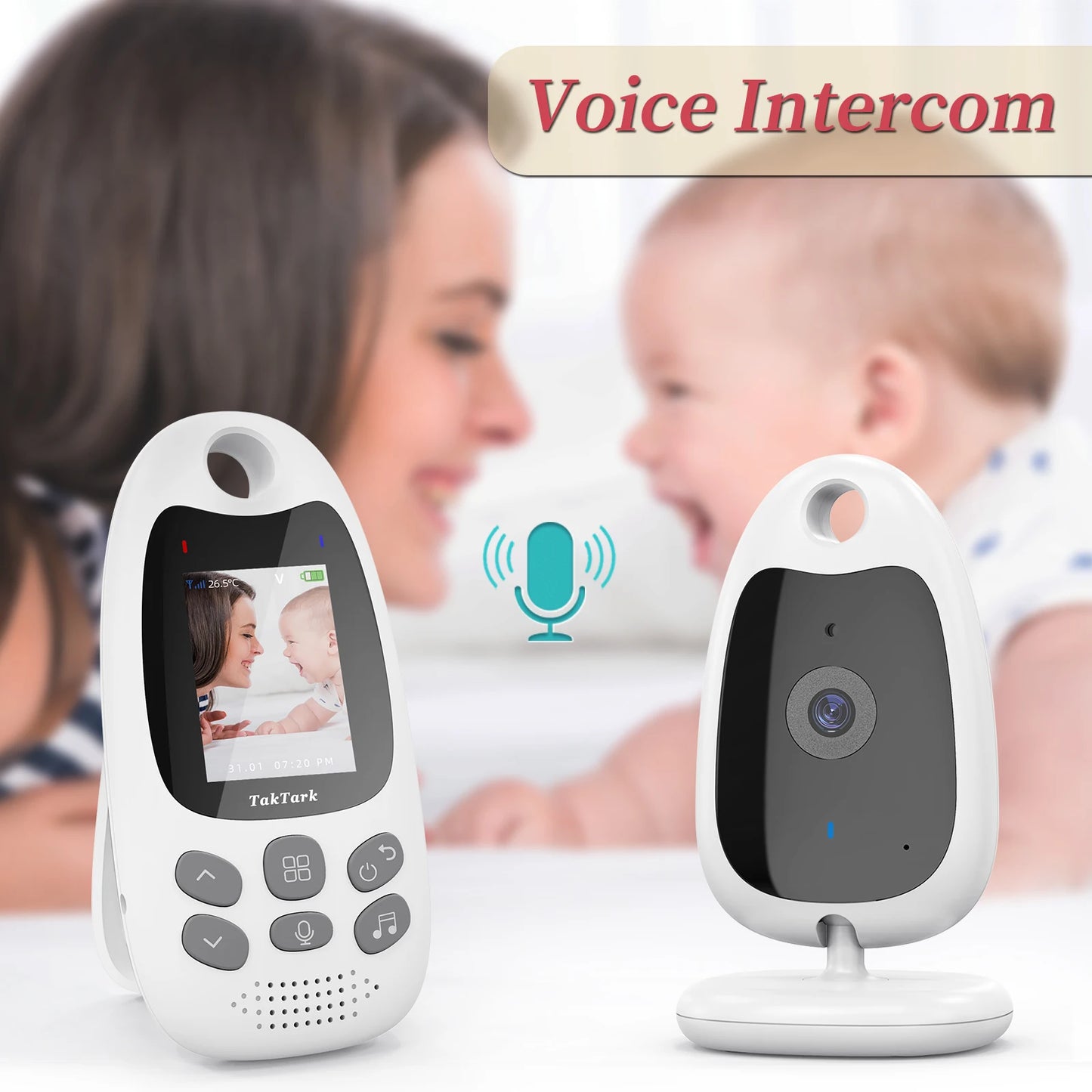 Wireless Video Baby Monitor 2.0 inch Color Security Camera 2 Way Talk NightVision IR LED Temperature Monitoring with 8 Lullaby