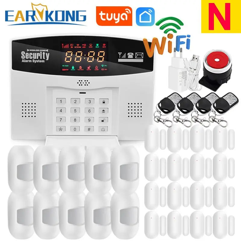 Tuya WiFi GSM Alarm System 433MHz Home Burglar Security Alarm Tuyasmart / Smart Life APP Compatible With Alexa Google