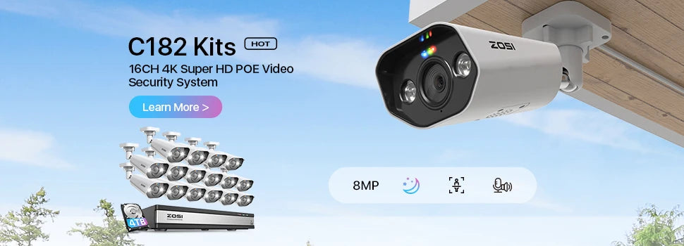 ZOSI 8CH CCTV System H.265+ 5MP Lite HD-TVI DVR kit 8 1080p 2MP Home Security Outdoor Night Vision Camera Video Surveillance Kit