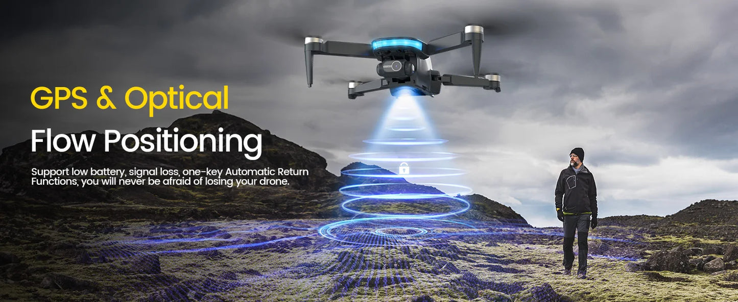 WeFone WF40 4K 2-Axis Gimbal GPS Drone, 5G, Auto Return, Brushless, 44min Flight, 2 Bats,C0.