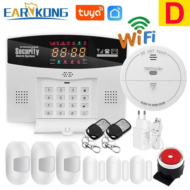 Tuya WiFi GSM Alarm System 433MHz Home Burglar Security Alarm Tuyasmart / Smart Life APP Compatible With Alexa Google