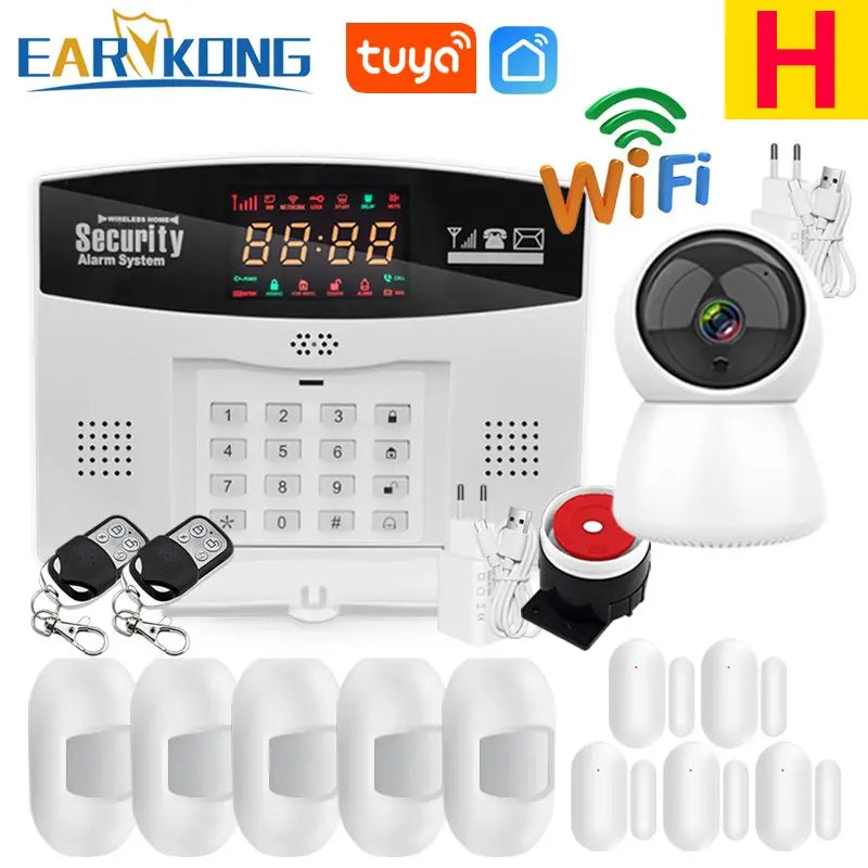 Tuya WiFi GSM Alarm System 433MHz Home Burglar Security Alarm Tuyasmart / Smart Life APP Compatible With Alexa Google