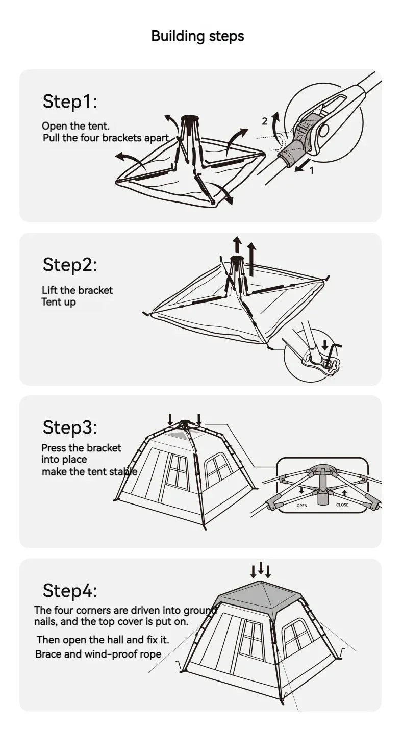 Outdoor Blackout Camping Tent Portable Rainproof Thickened Automatic Pop-Up Shelter for 3-4 People Perfect for Hiking Picnic