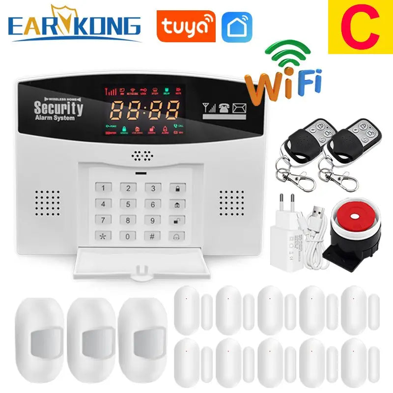 Tuya WiFi GSM Alarm System 433MHz Home Burglar Security Alarm Tuyasmart / Smart Life APP Compatible With Alexa Google