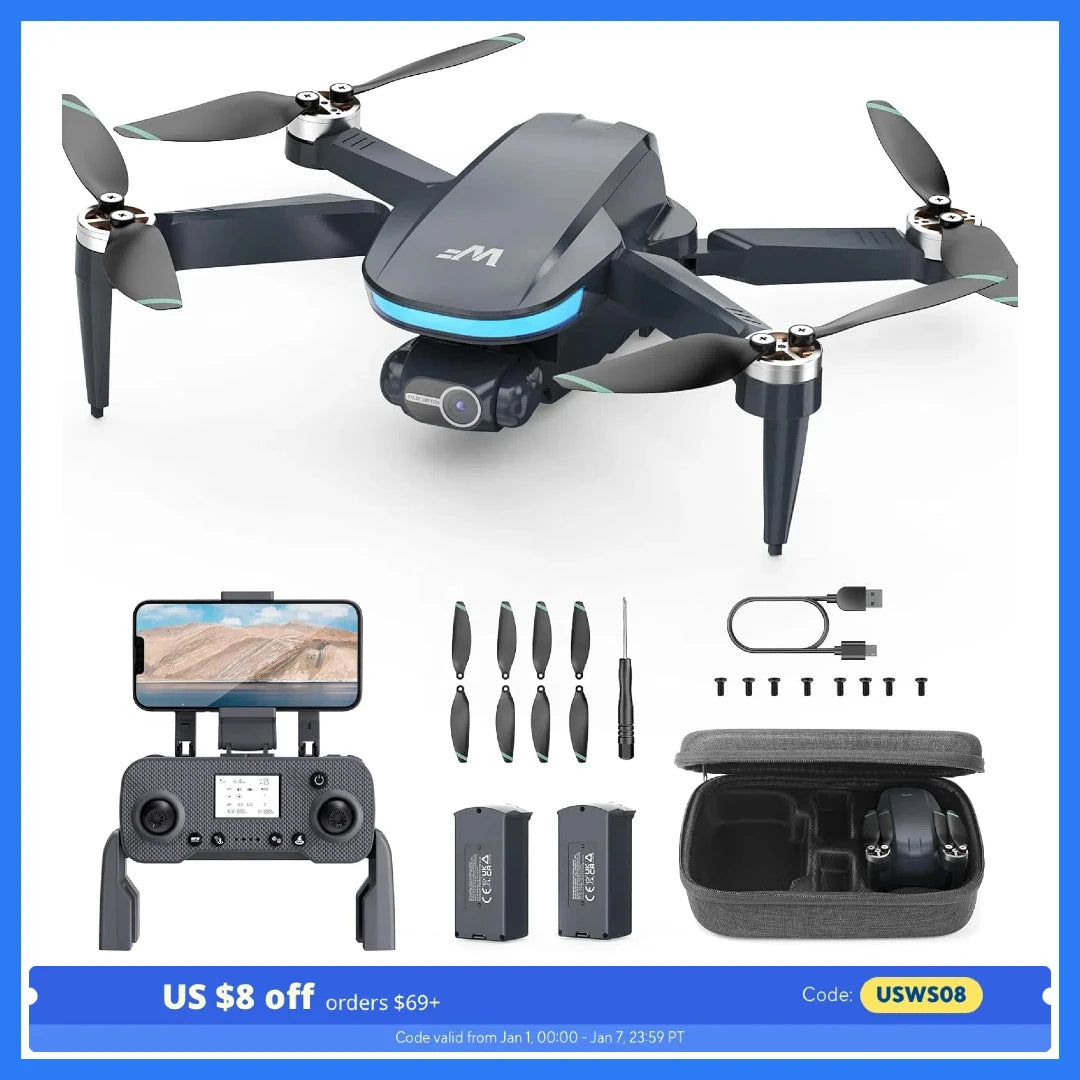 WeFone WF40 4K 2-Axis Gimbal GPS Drone, 5G, Auto Return, Brushless, 44min Flight, 2 Bats,C0.