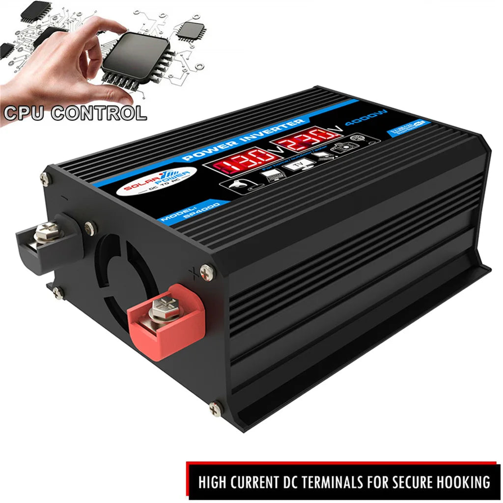 4000W Power Inverter 12V/220V Modified Sine Wave Smart Inverter DC 12V to AC 220V Transformer Power Supply Converter Car Inverte