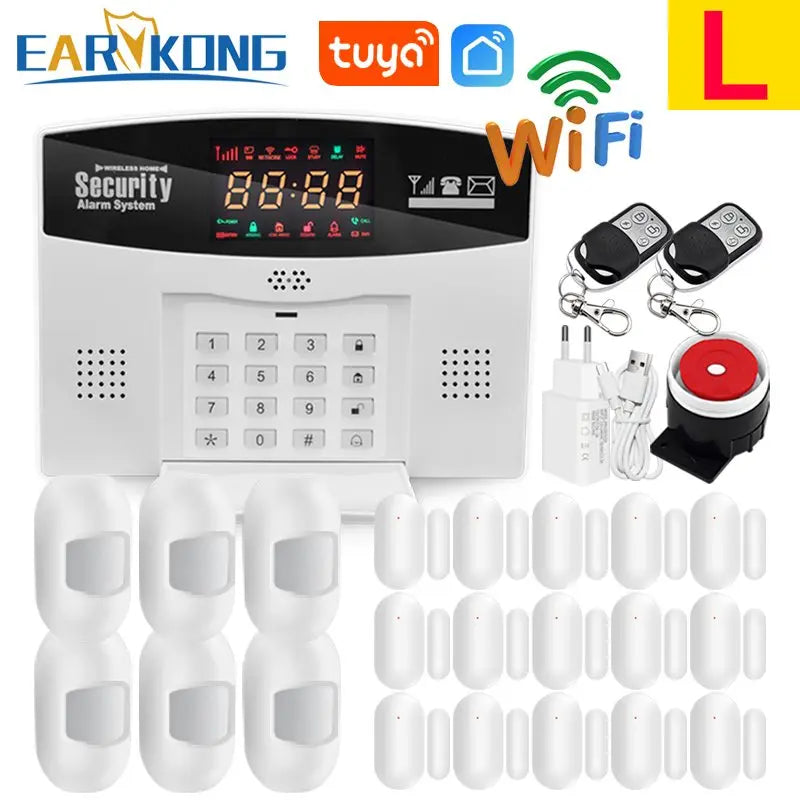 Tuya WiFi GSM Alarm System 433MHz Home Burglar Security Alarm Tuyasmart / Smart Life APP Compatible With Alexa Google