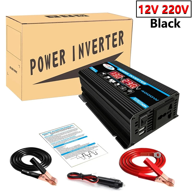 4000W Power Inverter 12V/220V Modified Sine Wave Smart Inverter DC 12V to AC 220V Transformer Power Supply Converter Car Inverte