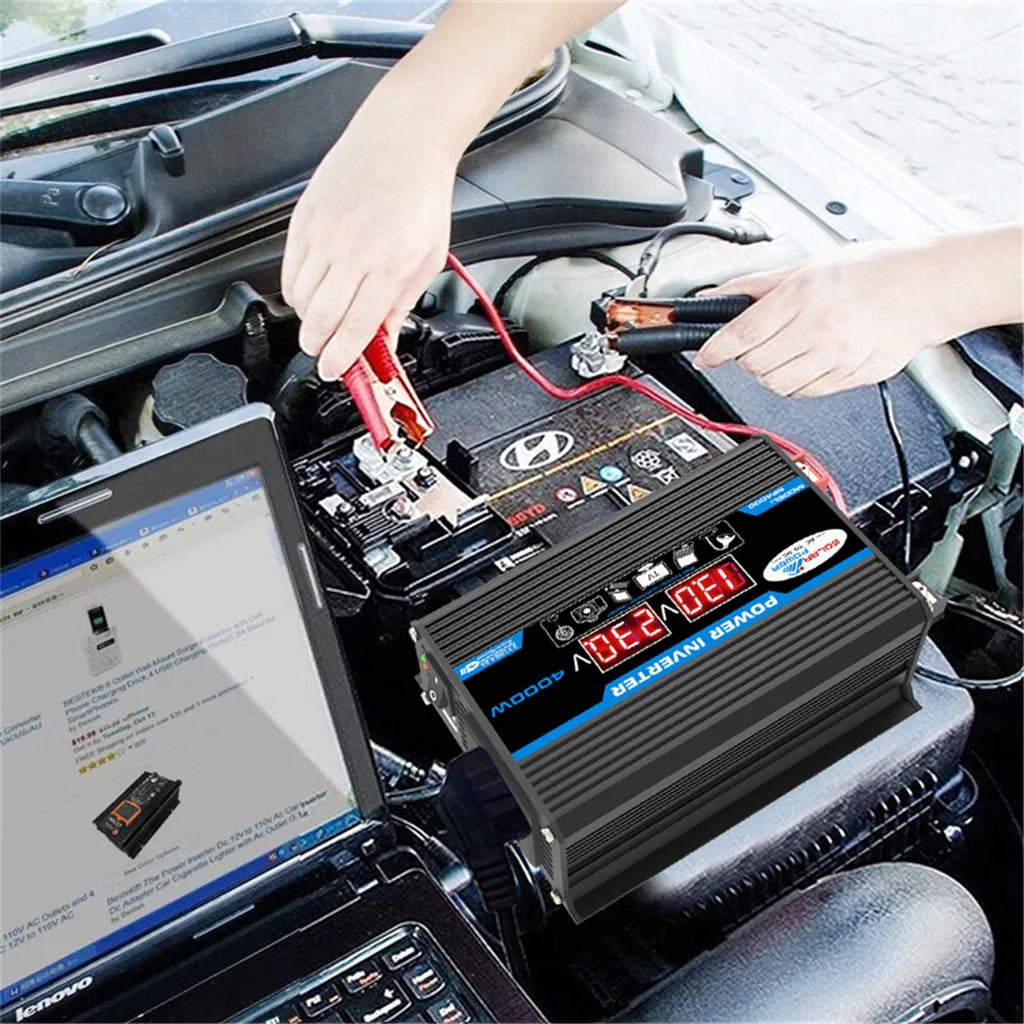 4000W Power Inverter 12V/220V Modified Sine Wave Smart Inverter DC 12V to AC 220V Transformer Power Supply Converter Car Inverte