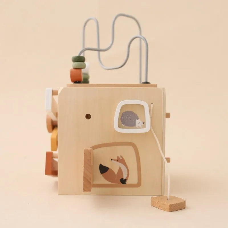 5-in-1 Wooden Activity Cube Game Center Bead Maze Leaf Shape Classifier Learning Montessori Toys 1-3 Early Childhood Education