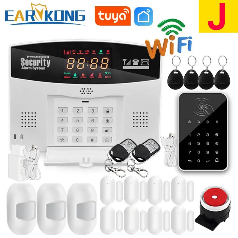 Tuya WiFi GSM Alarm System 433MHz Home Burglar Security Alarm Tuyasmart / Smart Life APP Compatible With Alexa Google