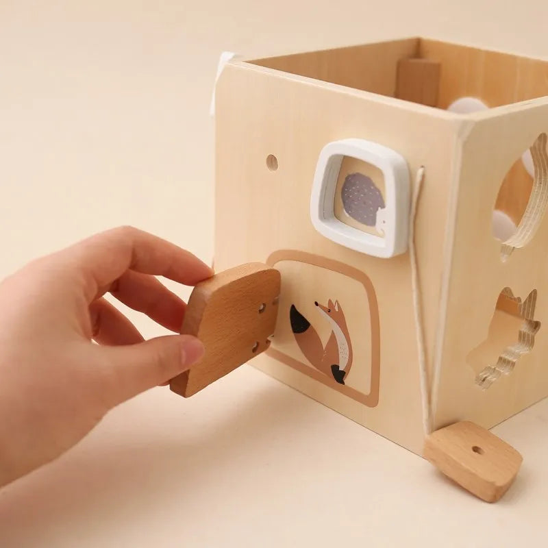 5-in-1 Wooden Activity Cube Game Center Bead Maze Leaf Shape Classifier Learning Montessori Toys 1-3 Early Childhood Education