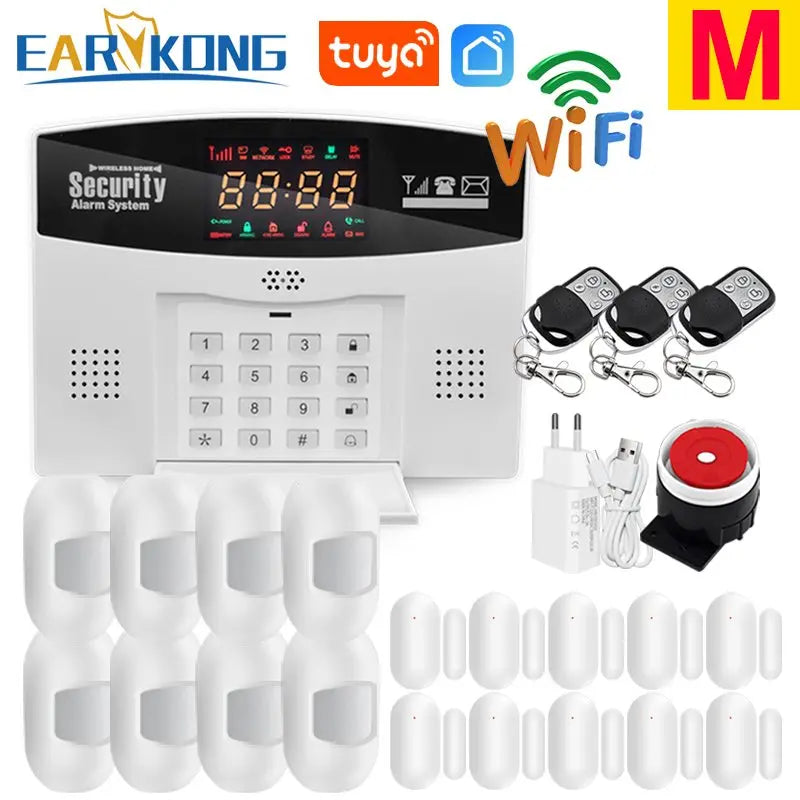 Tuya WiFi GSM Alarm System 433MHz Home Burglar Security Alarm Tuyasmart / Smart Life APP Compatible With Alexa Google