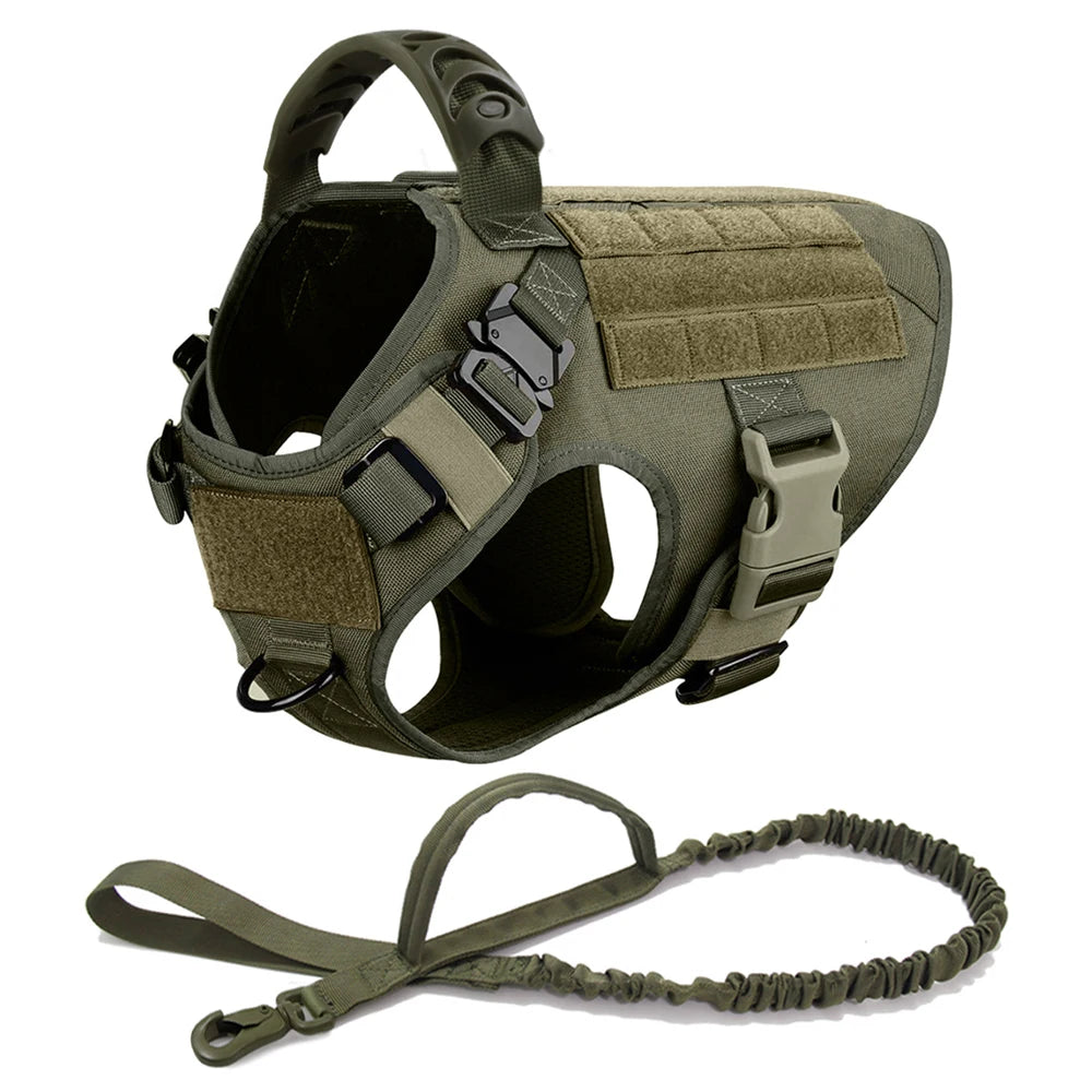Large Dog Collar Military Dog Harness Leash Molle Pouches Pet Training Vest Tactical Harnesses Dogs Accessories