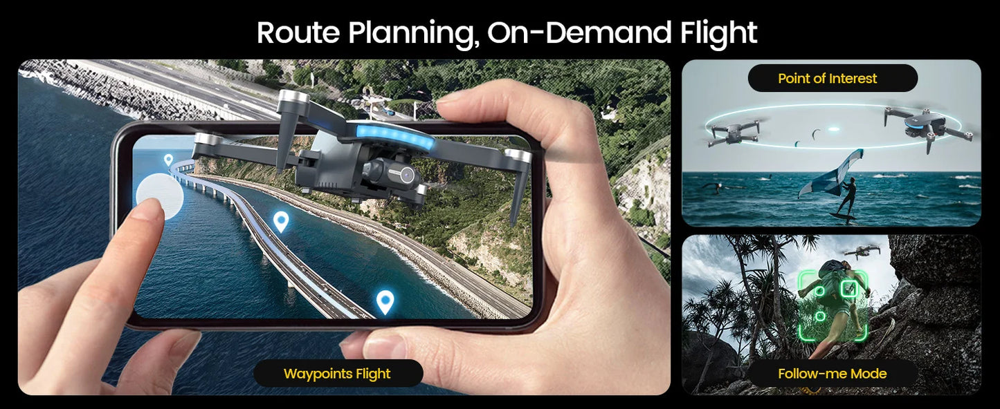 WeFone WF40 4K 2-Axis Gimbal GPS Drone, 5G, Auto Return, Brushless, 44min Flight, 2 Bats,C0.