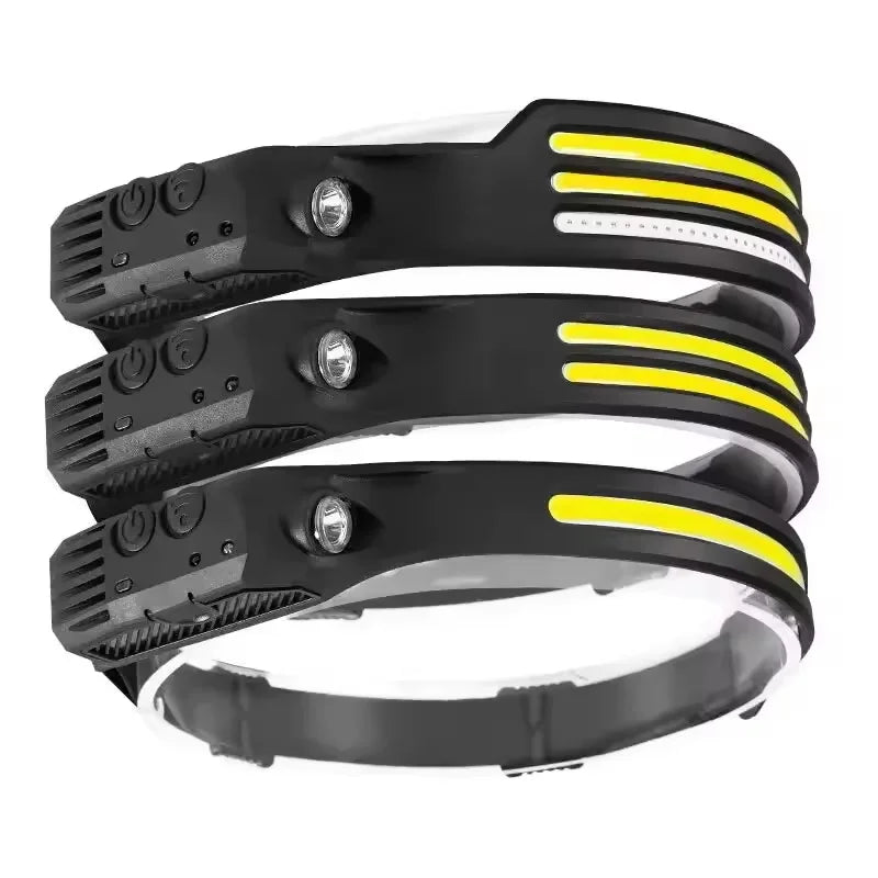 USB Rechargeable LED Sensor Headlamp LED Head Torch Built-in Battery Head Flashlight Outdoor Camping Fishing Headlight Work Ligh