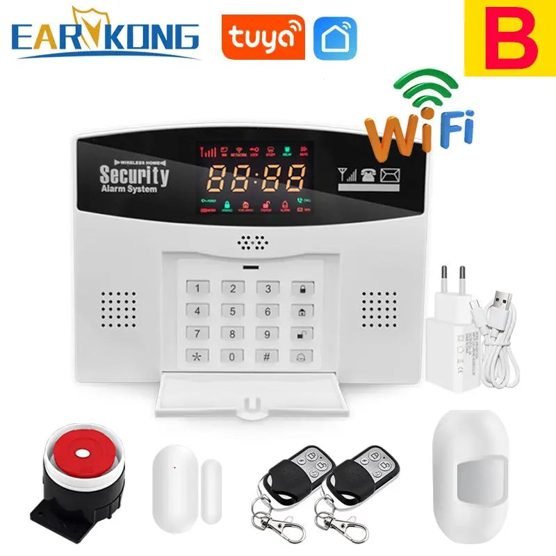 Tuya WiFi GSM Alarm System 433MHz Home Burglar Security Alarm Tuyasmart / Smart Life APP Compatible With Alexa Google