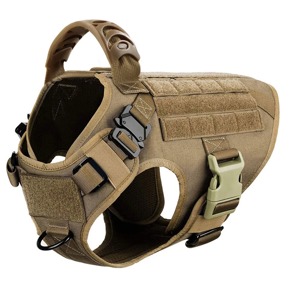 Large Dog Collar Military Dog Harness Leash Molle Pouches Pet Training Vest Tactical Harnesses Dogs Accessories