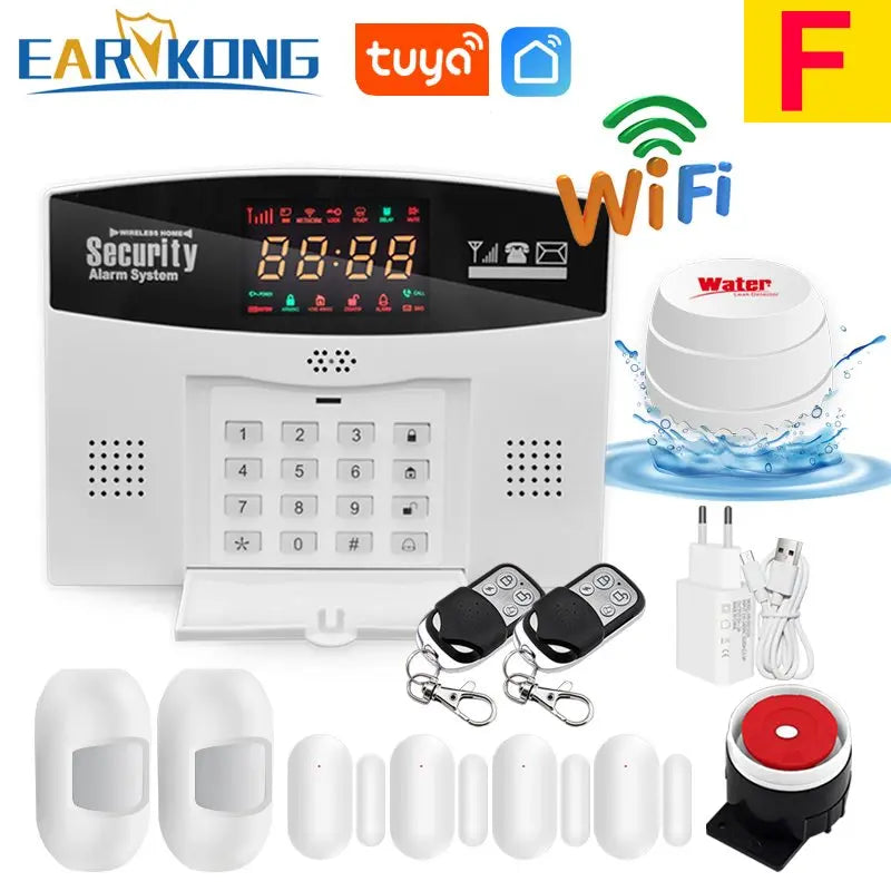 Tuya WiFi GSM Alarm System 433MHz Home Burglar Security Alarm Tuyasmart / Smart Life APP Compatible With Alexa Google