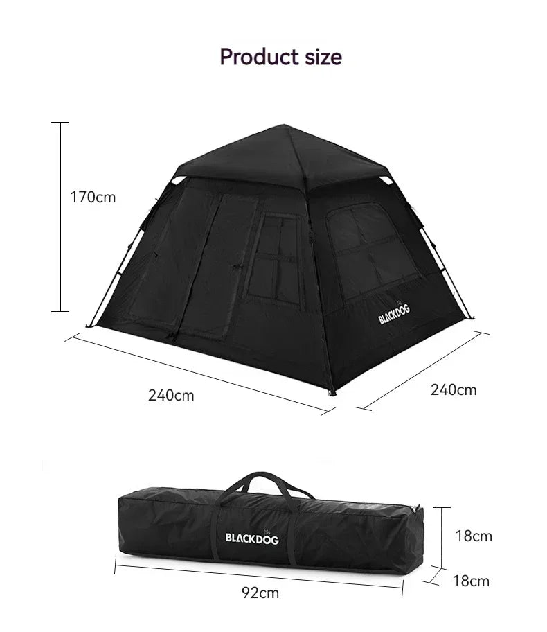 Outdoor Blackout Camping Tent Portable Rainproof Thickened Automatic Pop-Up Shelter for 3-4 People Perfect for Hiking Picnic
