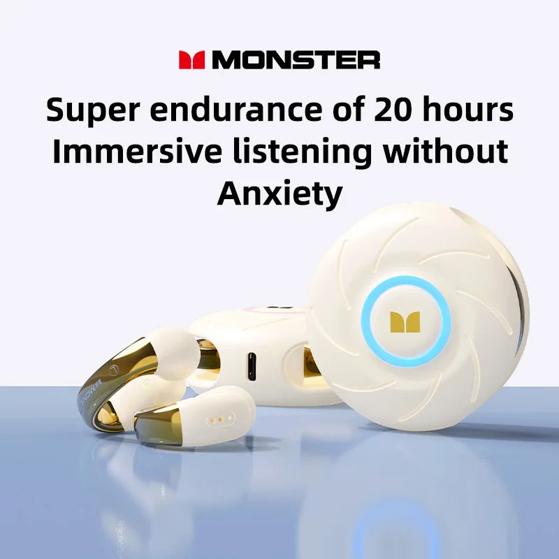 Monster MQT46 TWS Bluetooth Earclip Stereo Sports Music Headphones With High Fidelity Sound Quality And High Definition Call Wit