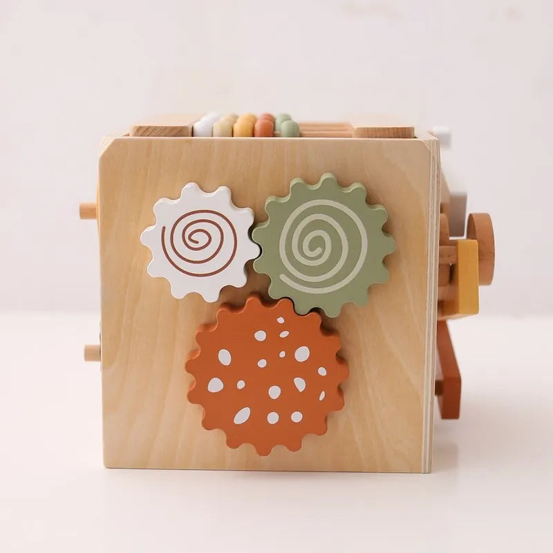 5-in-1 Wooden Activity Cube Game Center Bead Maze Leaf Shape Classifier Learning Montessori Toys 1-3 Early Childhood Education