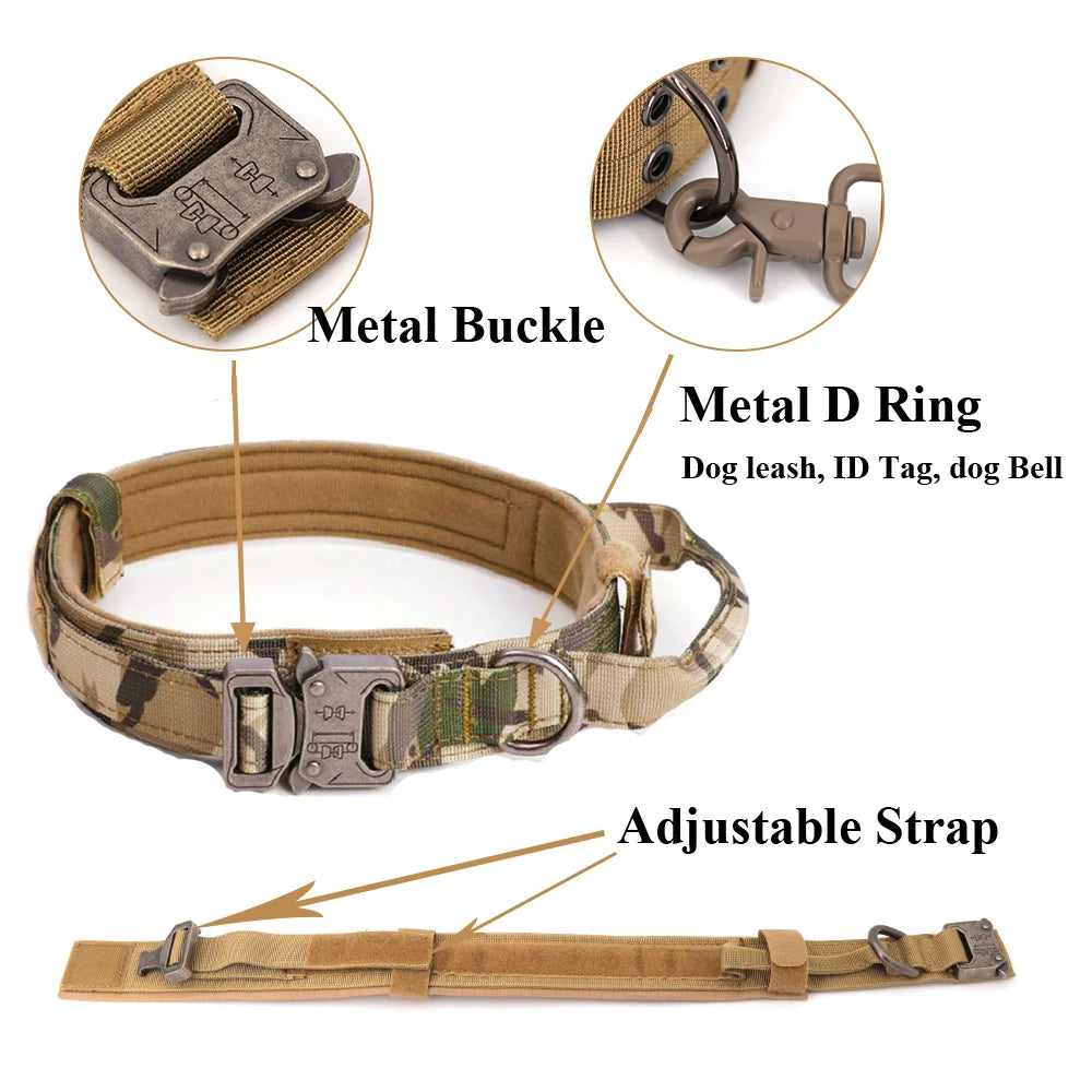 Large Dog Collar Military Dog Harness Leash Molle Pouches Pet Training Vest Tactical Harnesses Dogs Accessories