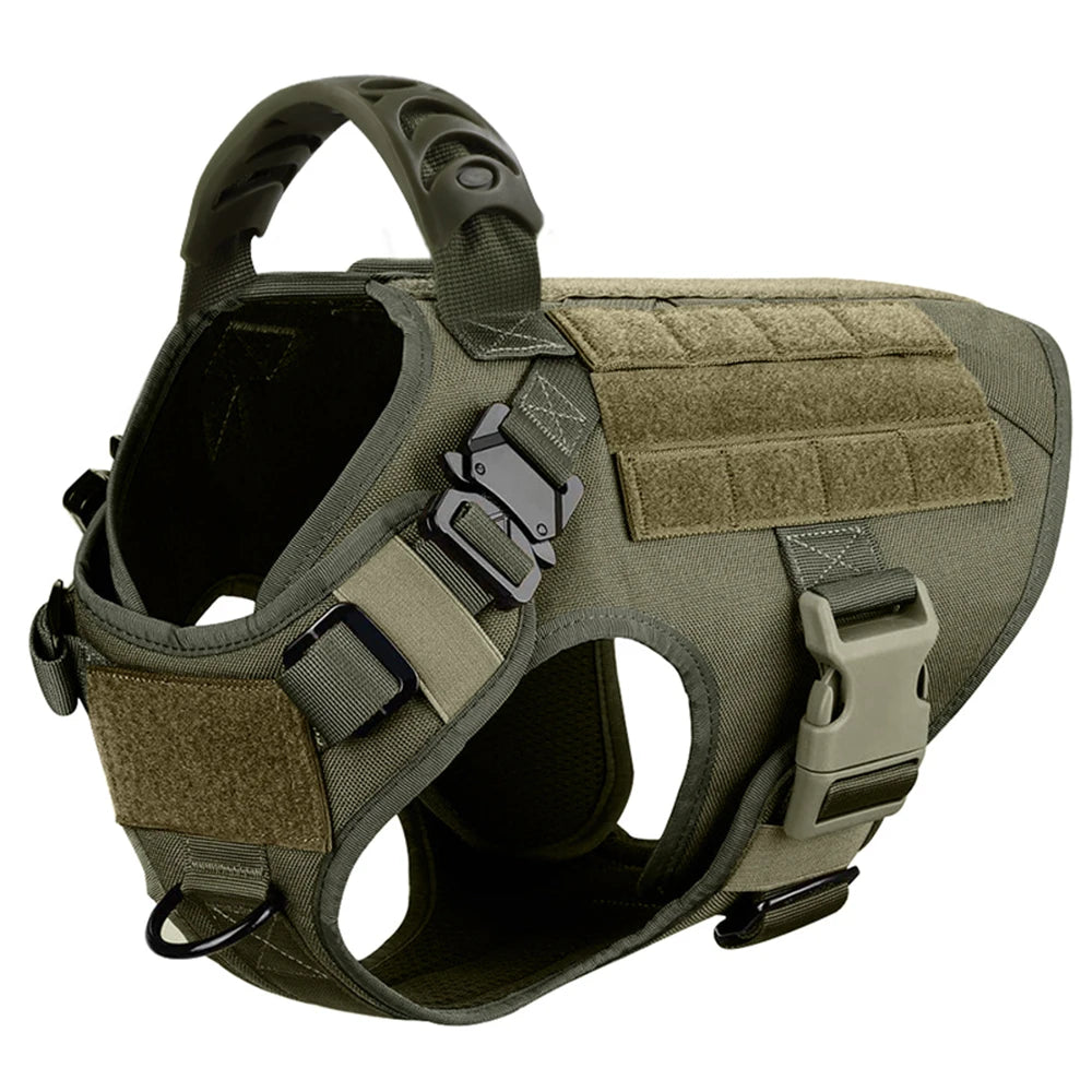 Large Dog Collar Military Dog Harness Leash Molle Pouches Pet Training Vest Tactical Harnesses Dogs Accessories