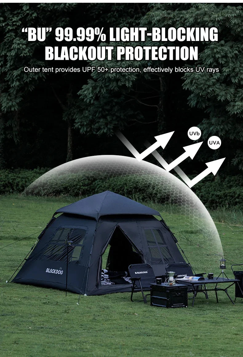 Outdoor Blackout Camping Tent Portable Rainproof Thickened Automatic Pop-Up Shelter for 3-4 People Perfect for Hiking Picnic