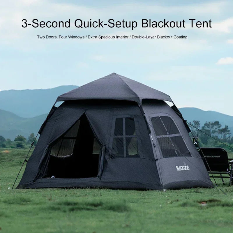 Outdoor Blackout Camping Tent Portable Rainproof Thickened Automatic Pop-Up Shelter for 3-4 People Perfect for Hiking Picnic