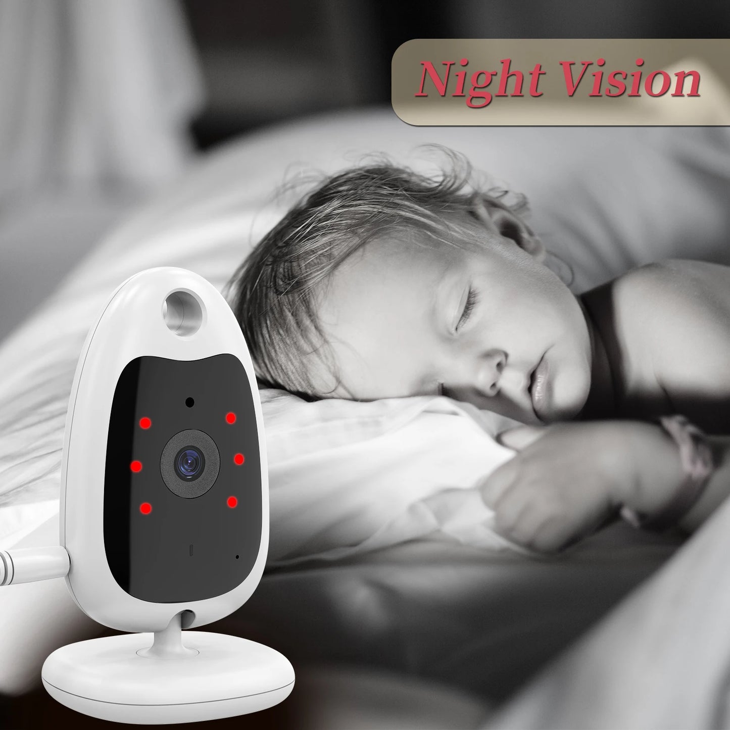 Wireless Video Baby Monitor 2.0 inch Color Security Camera 2 Way Talk NightVision IR LED Temperature Monitoring with 8 Lullaby