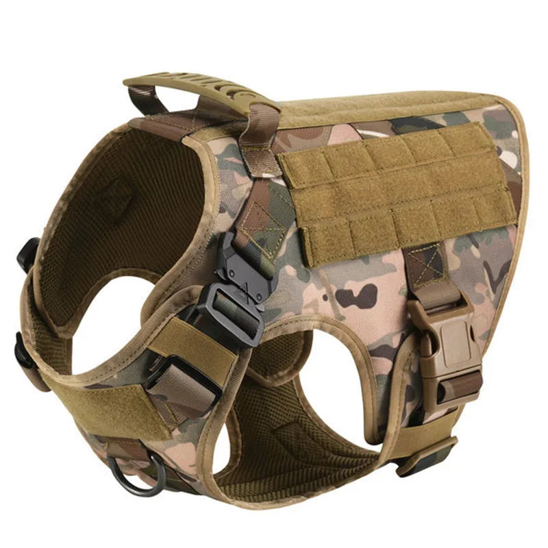 Large Dog Collar Military Dog Harness Leash Molle Pouches Pet Training Vest Tactical Harnesses Dogs Accessories