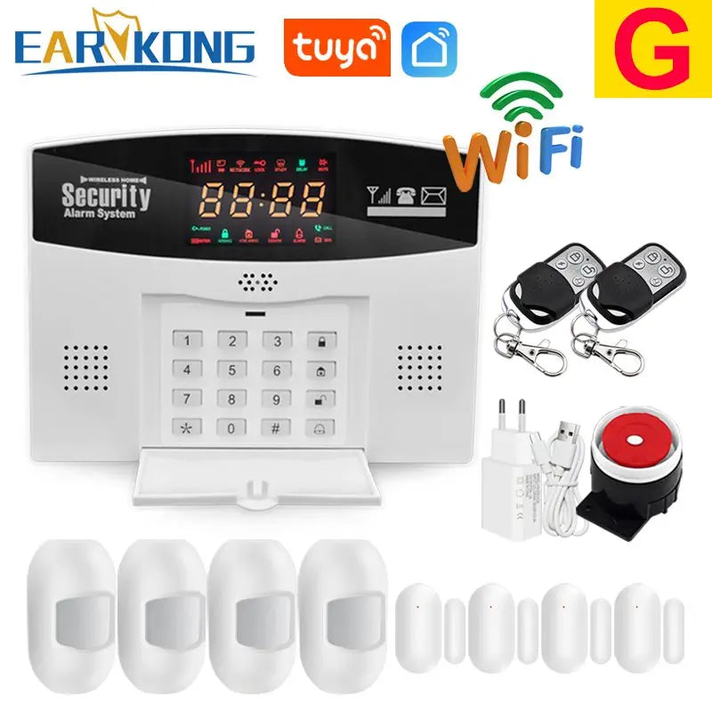 Tuya WiFi GSM Alarm System 433MHz Home Burglar Security Alarm Tuyasmart / Smart Life APP Compatible With Alexa Google