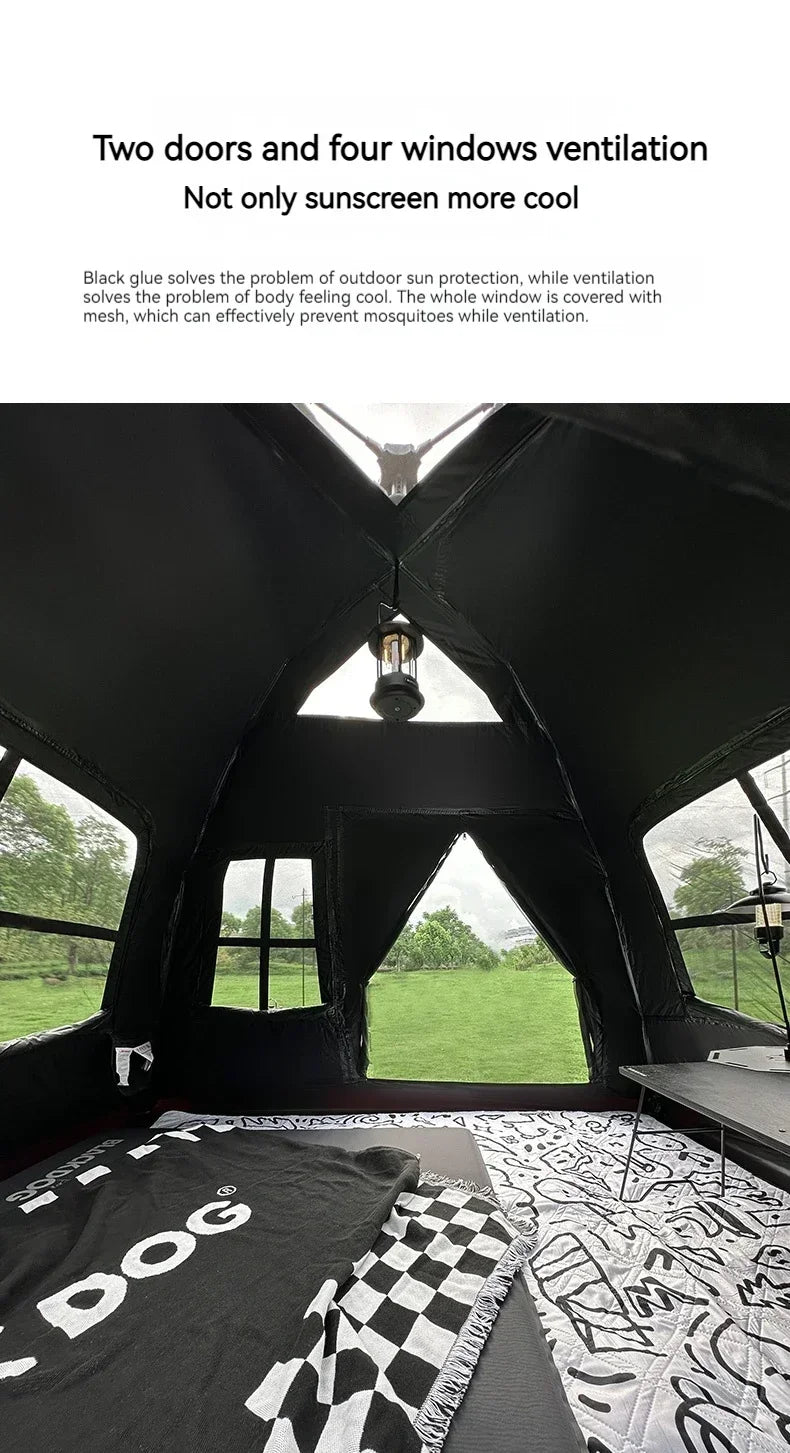 Outdoor Blackout Camping Tent Portable Rainproof Thickened Automatic Pop-Up Shelter for 3-4 People Perfect for Hiking Picnic