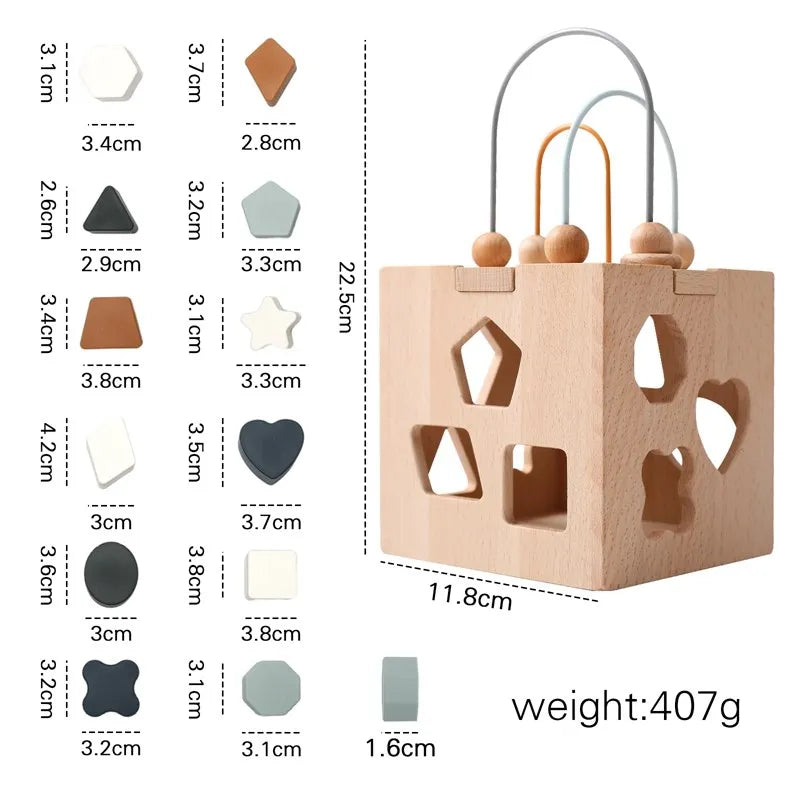 5-in-1 Wooden Activity Cube Game Center Bead Maze Leaf Shape Classifier Learning Montessori Toys 1-3 Early Childhood Education
