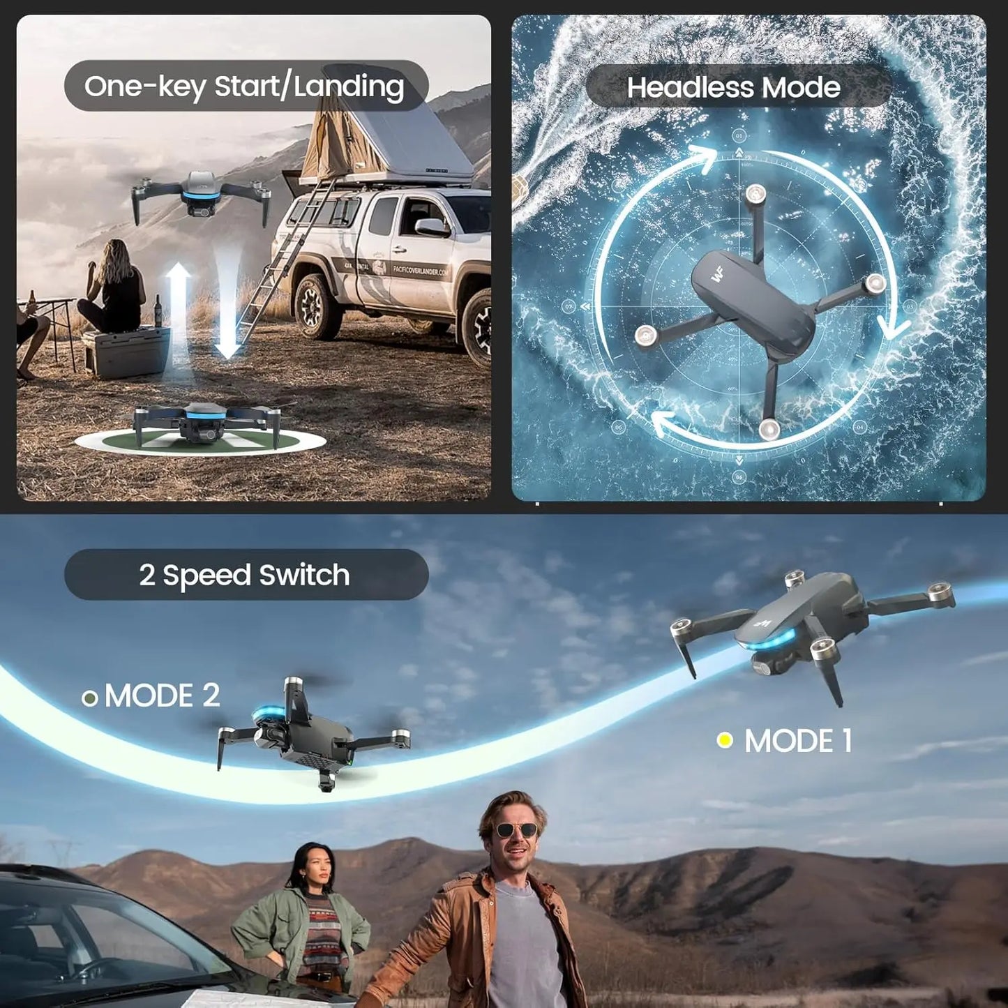 WeFone WF40 4K 2-Axis Gimbal GPS Drone, 5G, Auto Return, Brushless, 44min Flight, 2 Bats,C0.