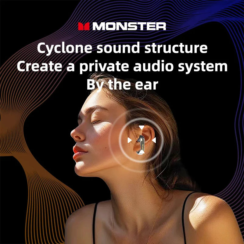 Monster MQT46 TWS Bluetooth Earclip Stereo Sports Music Headphones With High Fidelity Sound Quality And High Definition Call Wit