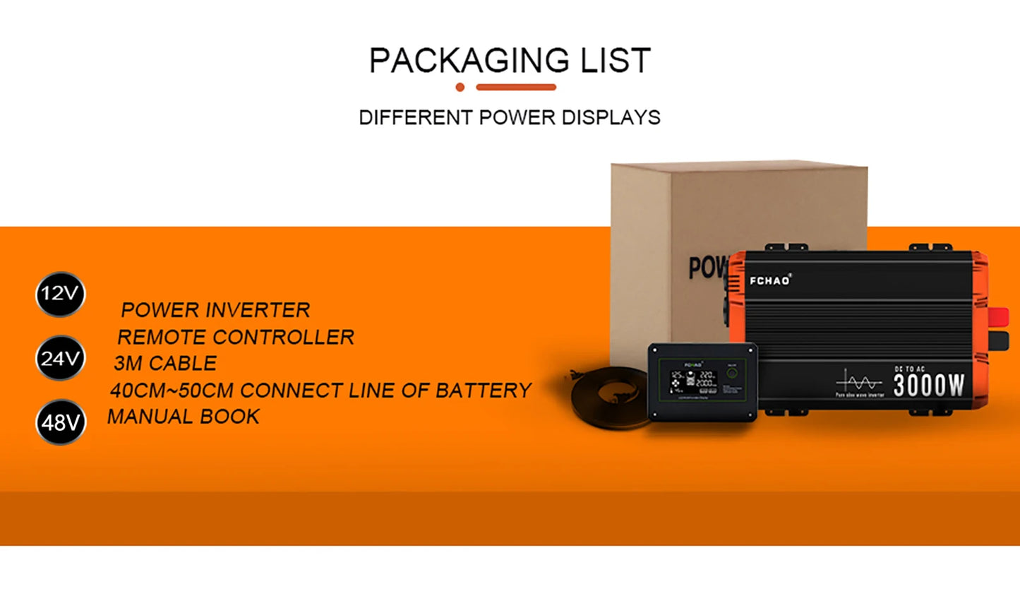 Pure Sine Wave Inverter Power Inverter 7000W DC 12V 24V 48V To AC 220V 230V 50HZ Continuous Power 3500W Suitable For Home And RV