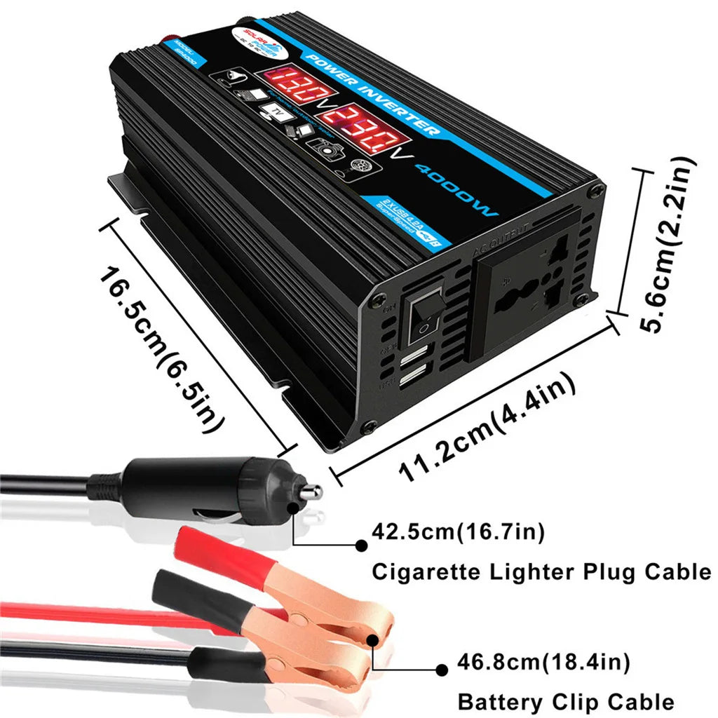 4000W Power Inverter 12V/220V Modified Sine Wave Smart Inverter DC 12V to AC 220V Transformer Power Supply Converter Car Inverte