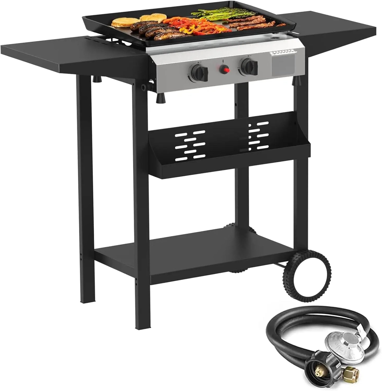 Foldable Gas Griddle-31.5 Inch Outdoor Propane Griddle, Portable Flat Top Gas Grill -45000 BTU Propane Fuelled, 3 Burners Table