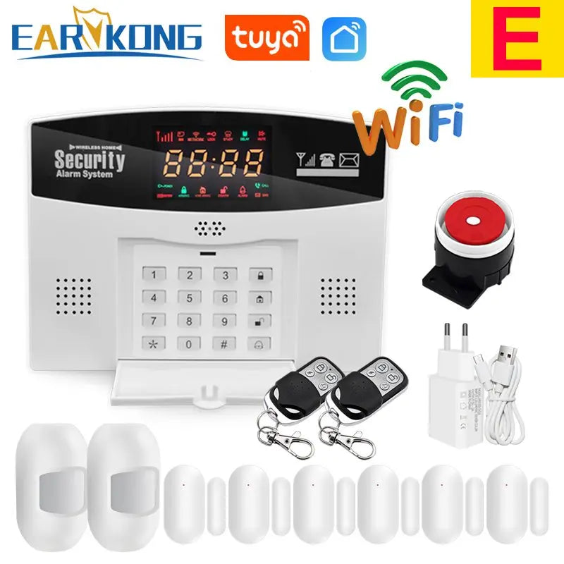 Tuya WiFi GSM Alarm System 433MHz Home Burglar Security Alarm Tuyasmart / Smart Life APP Compatible With Alexa Google